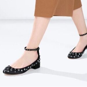 ZARA STUDDED BALLERINA FLATS SIZE EUR 39 Sz 8 us